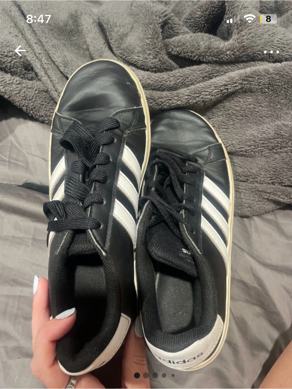 ADIDAS Grand Court Sneakers Black White 4Y / Women’s 5.5 Classic Streetwear